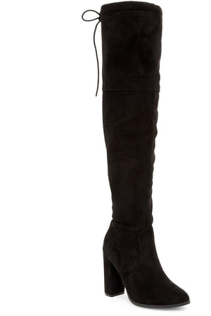 N.Y.L.A. SHOES BOOTS 6 / BLACK N.Y.L.A. Shoes Olgmagnen Women's Suede High Boots with 4" Heel in Black, Brown, or Burgundy