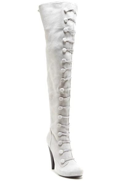 N.Y.L.A. SHOES BOOTS N.Y.L.A. Shoes Losa Women's Thigh High Grey Suede Leather Boot