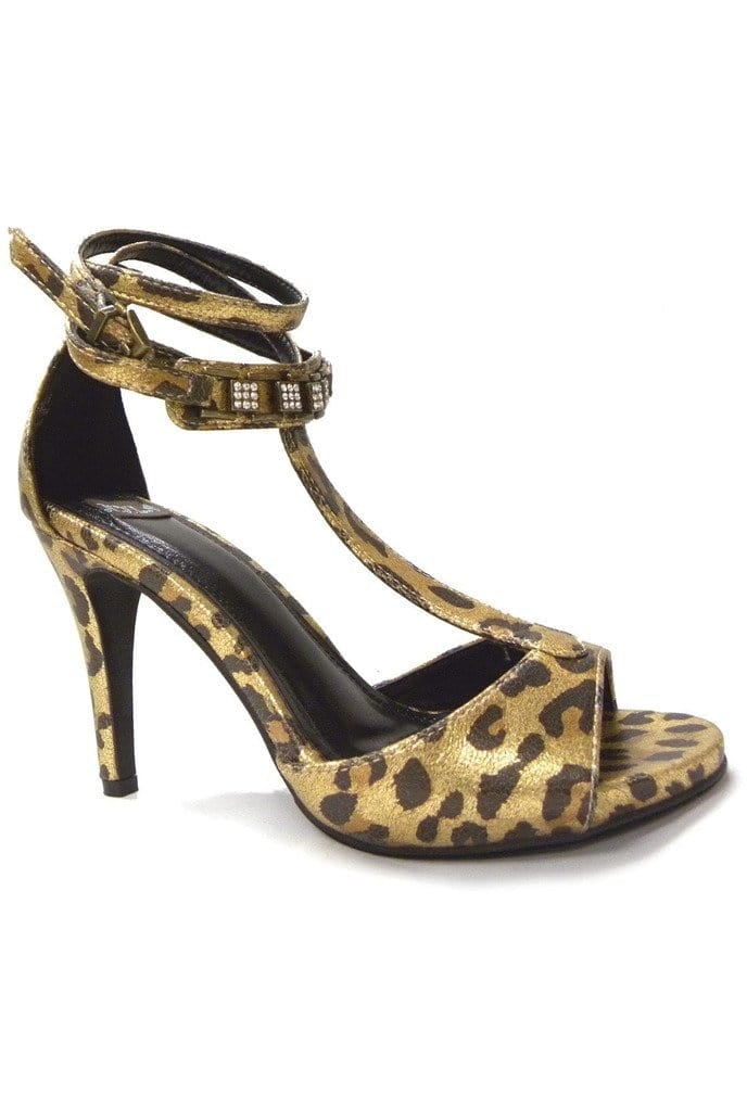 N.Y.L.A. SHOES HEELS 6 / CHEETAH N.Y.L.A. Shoes Sanalle Women's Heels with Wrap Around Ankle Buckle in Black or Cheetah Print