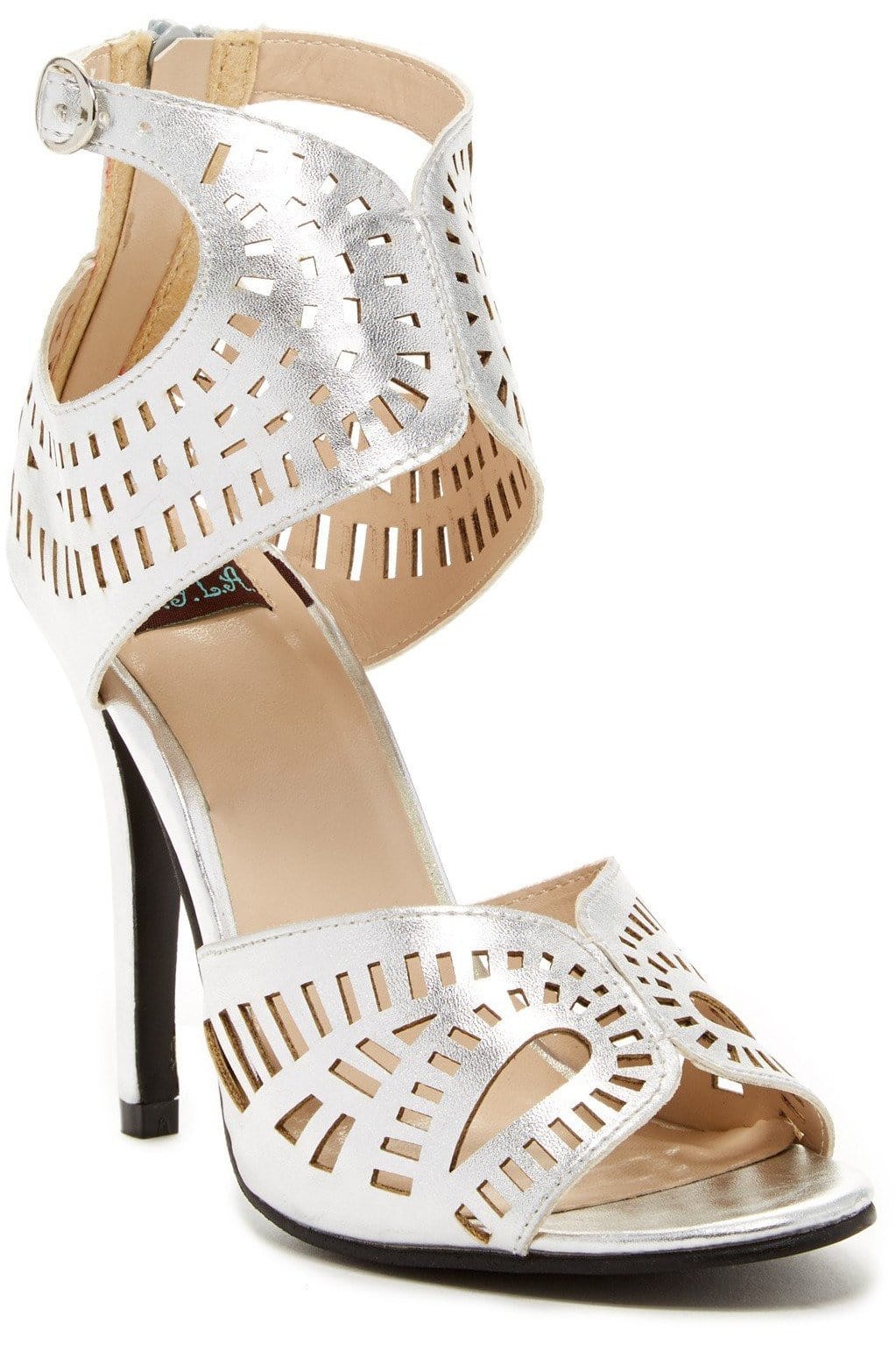 N.Y.L.A. SHOES HEELS 6 / Silver N.Y.L.A. Shoes Shion Women's Stilettoes with Ankle Strap & Cut Out Detail in Silver or Black