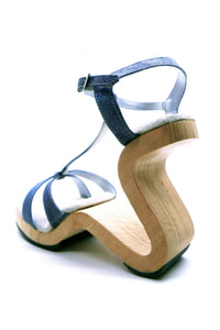 N.Y.L.A. SHOES HEELS N.Y.L.A. Shoes Lombard Women's 4.25" Geometric Heel Sandal in Pink or Blue