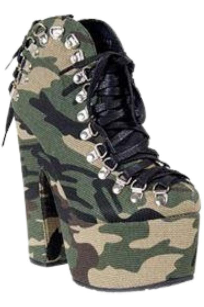N.Y.L.A. SHOES HEELS N.Y.L.A. Shoes Yasmine Women's Camo Platform Canvas Lace Up Heels