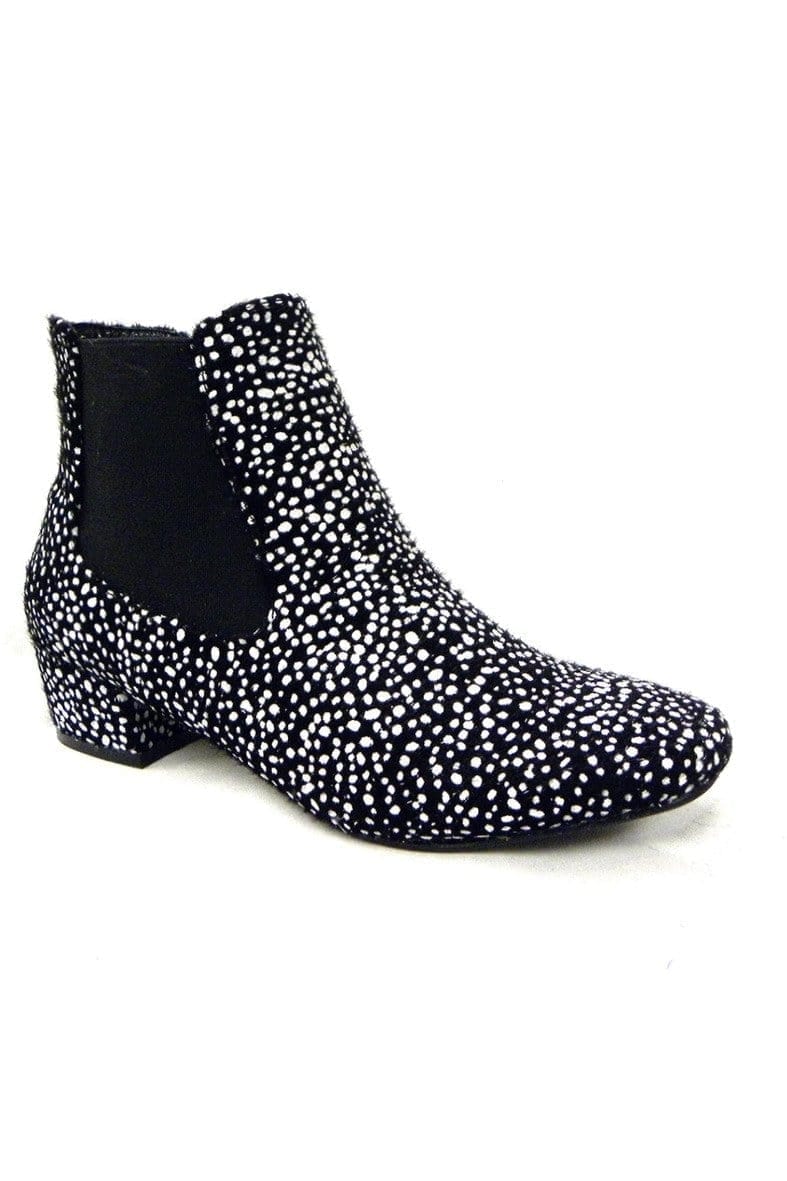 N.Y.L.A. SHOES N.Y.L.A. Shoes Spotted Women's Black & White Booties with 2" Heel
