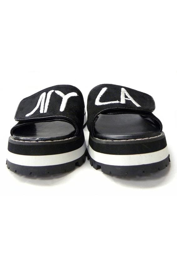 N.Y.L.A. SHOES N.Y.L.A. Shoes Sunlily Women's Burgundy or Black Adjustable Velcro Mules