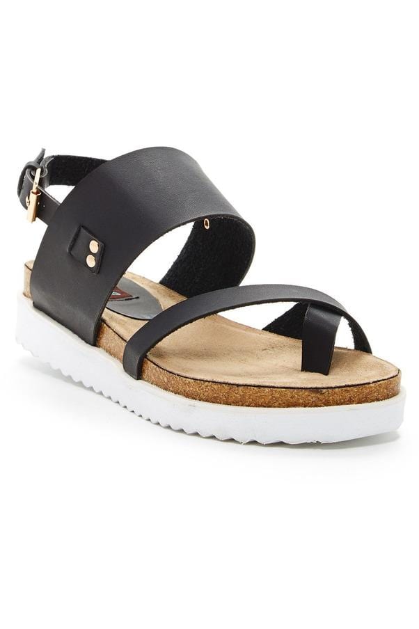 N.Y.L.A. SHOES SANDAL 6 / BLACK N.Y.L.A. Shoes Kamilio Women's Vegan PU Flat Sandals in Black or White
