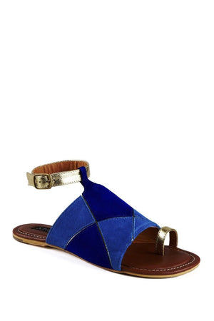 N.Y.L.A. Shoes SANDAL 6 / BLUE MULTI N.Y.L.A. Shoes Sultan Women's Leather Color Block Sandals in Fuchsia, Blue, or Brown