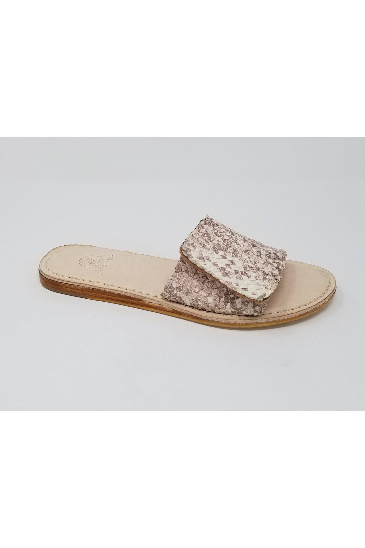 N.Y.L.A. SHOES SANDAL 6 / Nat Snake Lea Print N.Y.L.A. Shoes Women's Avalon Full Woven Upper Mules in Black, Brown, Cheetah, or Natural Snake Print