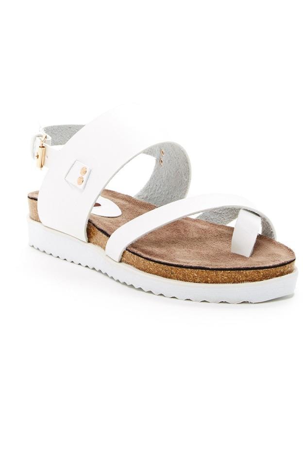 N.Y.L.A. SHOES SANDAL 6 / WHITE N.Y.L.A. Shoes Kamilio Women's Vegan PU Flat Sandals in Black or White