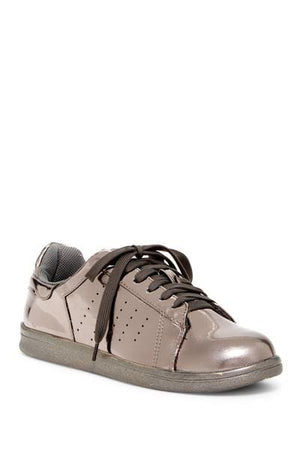 N.Y.L.A. Shoes SHOES 6 / PEWTER NYLA Shoes 154630 Shiny Sneakers in Rose Gold, Gold, Pewter, or Silver