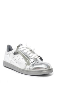 N.Y.L.A. Shoes SHOES 6 / SILVER NYLA Shoes 154630 Shiny Sneakers in Rose Gold, Gold, Pewter, or Silver
