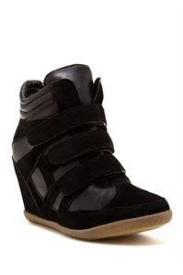 N.Y.L.A. SHOES SHOES N.Y.L.A. Shoes Baliza Women's Black Vegan Leather with Textile Suede High Top Sneakers