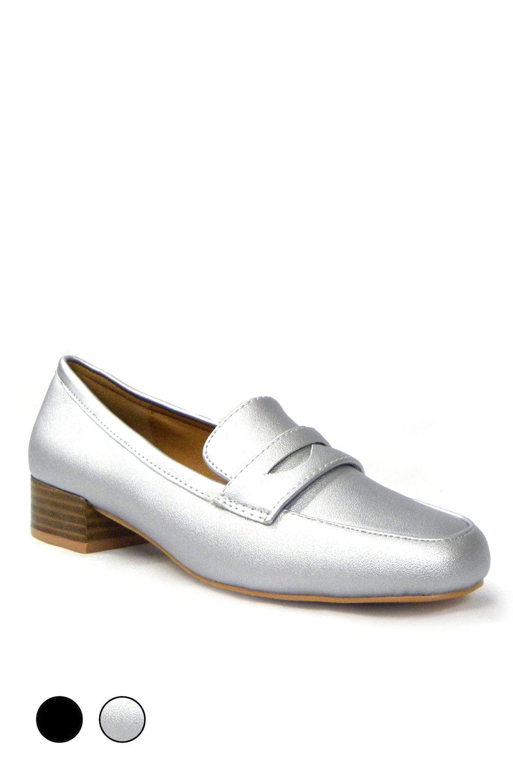N.Y.L.A. Shoes SHOES N.Y.L.A. Shoes Lomo Women's Loafer Flats in Silver or Black