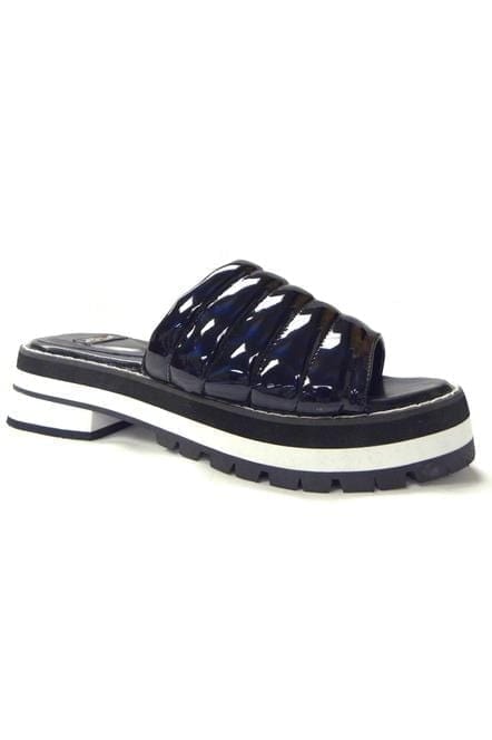 N.Y.L.A. SHOES SHOES N.Y.L.A. Shoes Sunlight Metallic Silver Cushioned Holographic Mules