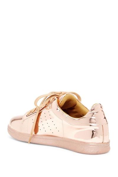 N.Y.L.A. Shoes SHOES NYLA Shoes 154630 Shiny Sneakers in Rose Gold, Gold, Pewter, or Silver
