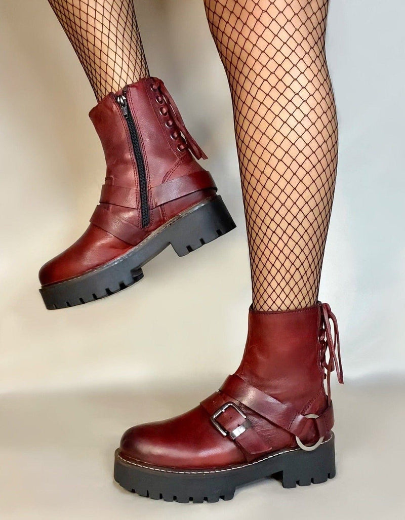 oobash Boot 6 Claire Red Biker Boots