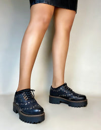 oobash Shoes Lucy Black 1990's Lace up Shoe