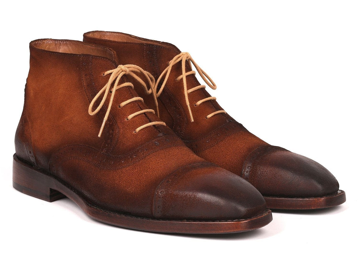 PAUL PARKMAN Paul Parkman Antique Suede Brown Cap Toe Ankle Boots (ID#644BRW17)