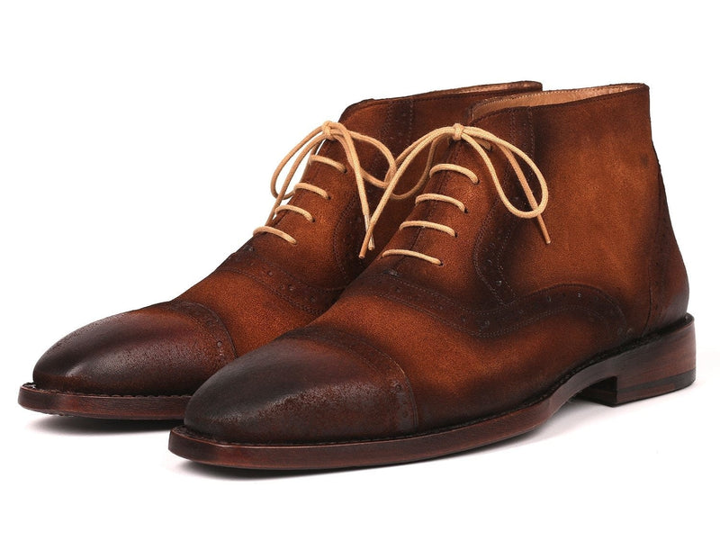 PAUL PARKMAN Paul Parkman Antique Suede Brown Cap Toe Ankle Boots (ID#644BRW17)