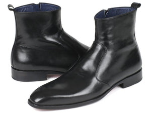 PAUL PARKMAN Paul Parkman Black Leather Side Zipper Boots (ID#BT485-BLK)