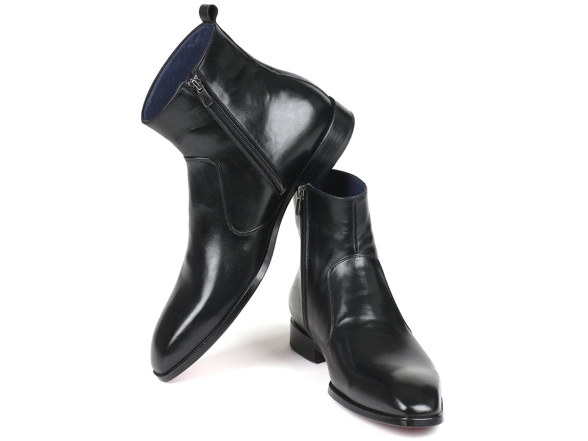 PAUL PARKMAN Paul Parkman Black Leather Side Zipper Boots (ID#BT485-BLK)