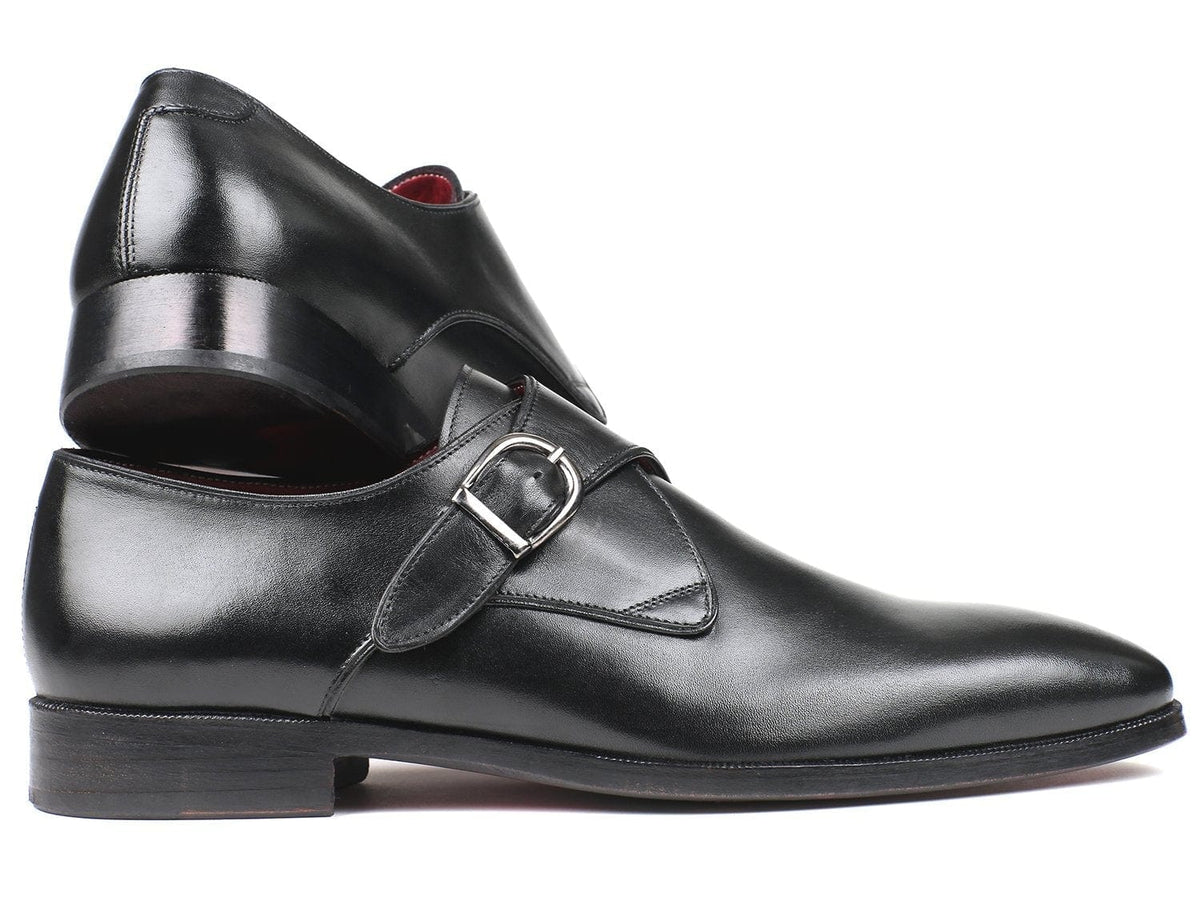 PAUL PARKMAN Paul Parkman Black Leather Single Monkstraps (ID#011BLK54)