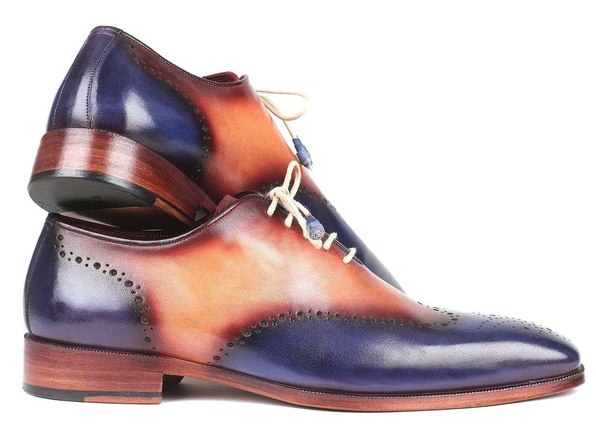 PAUL PARKMAN Paul Parkman Blue & Camel Wingtip Oxfords (ID#097BX11)