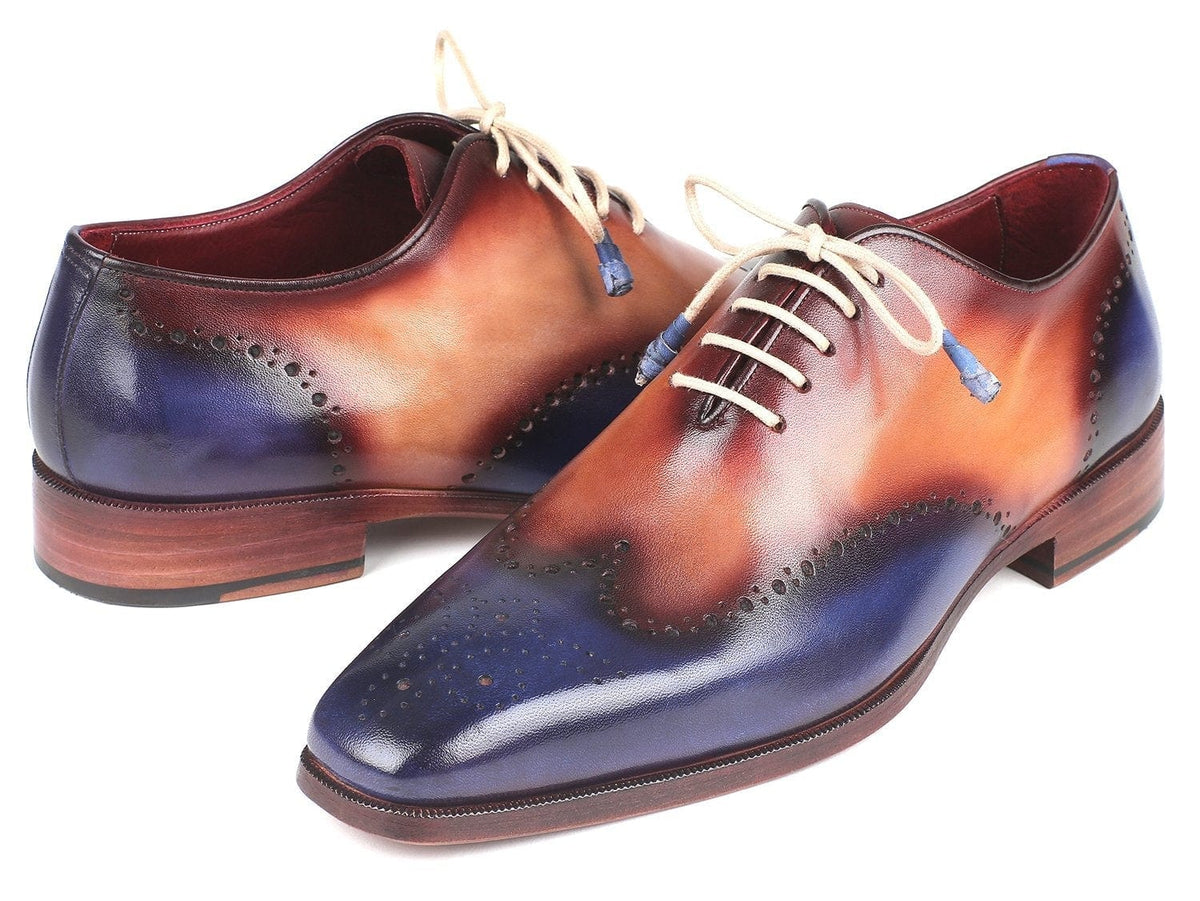 PAUL PARKMAN Paul Parkman Blue & Camel Wingtip Oxfords (ID#097BX11)
