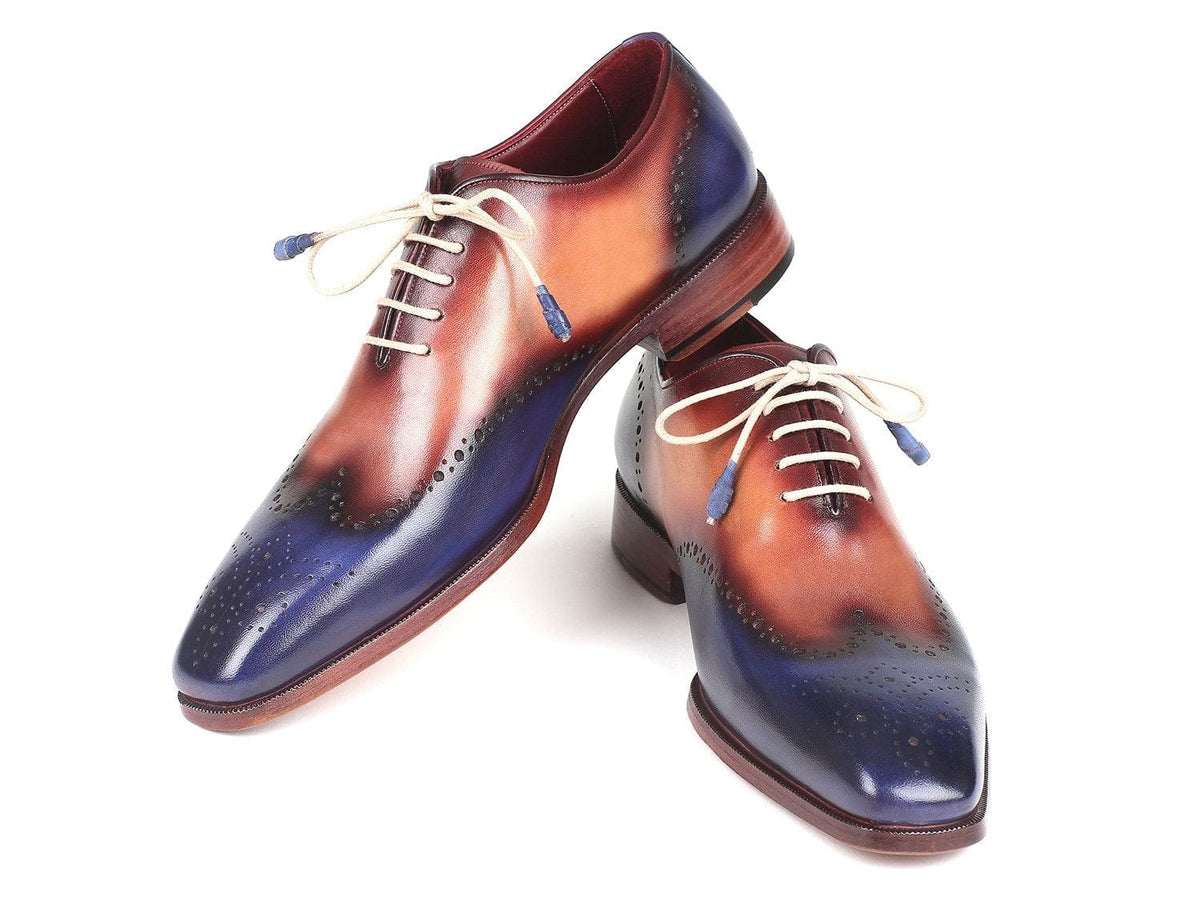 PAUL PARKMAN Paul Parkman Blue & Camel Wingtip Oxfords (ID#097BX11)