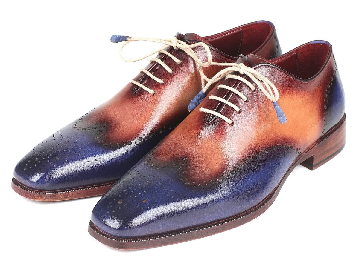 PAUL PARKMAN Paul Parkman Blue & Camel Wingtip Oxfords (ID#097BX11)