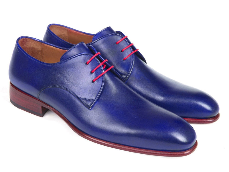 PAUL PARKMAN Paul Parkman Blue Hand Painted Derby Shoes (ID#633BLU13)