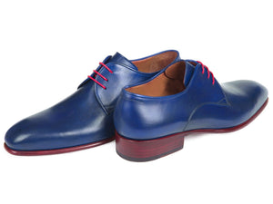 PAUL PARKMAN Paul Parkman Blue Hand Painted Derby Shoes (ID#633BLU13)