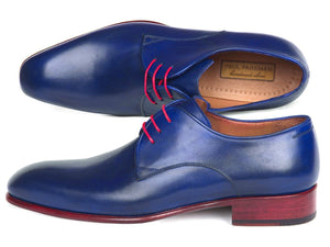 PAUL PARKMAN Paul Parkman Blue Hand Painted Derby Shoes (ID#633BLU13)