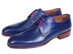 PAUL PARKMAN Paul Parkman Blue Hand Painted Derby Shoes (ID#633BLU13)