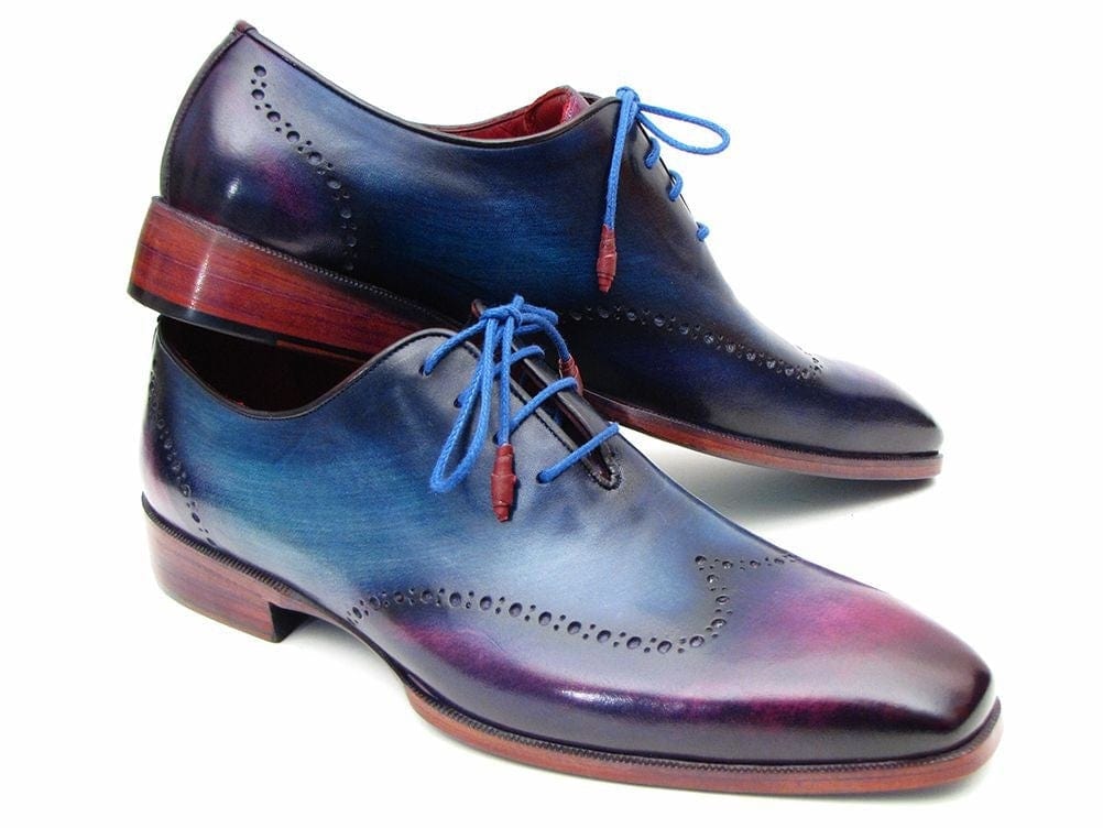 PAUL PARKMAN Paul Parkman Blue & Purple Wingtip Oxfords (ID#084VX55)