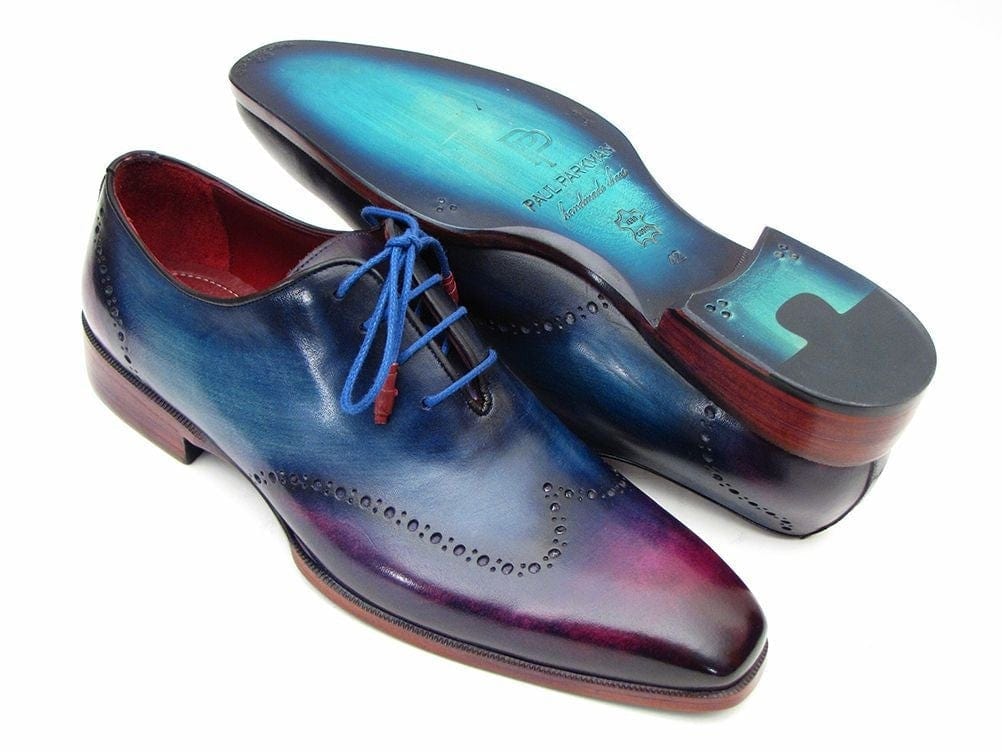 PAUL PARKMAN Paul Parkman Blue & Purple Wingtip Oxfords (ID#084VX55)