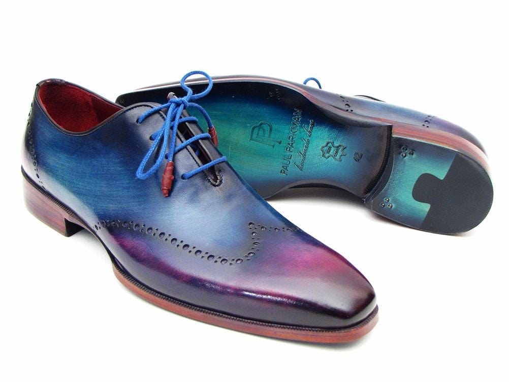 PAUL PARKMAN Paul Parkman Blue & Purple Wingtip Oxfords (ID#084VX55)