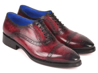 PAUL PARKMAN Paul Parkman Bordeaux Burnished Goodyear Welted Cap Toe Oxford Shoes (ID#79BRD68)