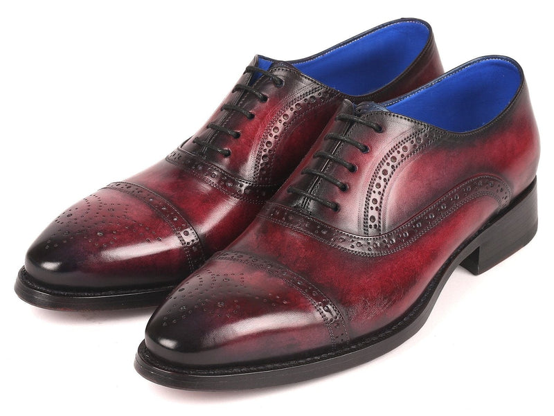 PAUL PARKMAN Paul Parkman Bordeaux Burnished Goodyear Welted Cap Toe Oxford Shoes (ID#79BRD68)