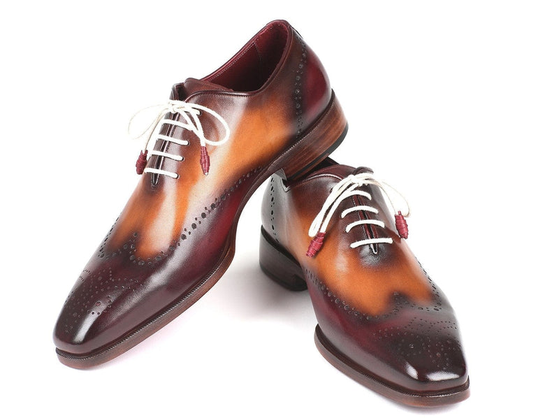 PAUL PARKMAN Paul Parkman Bordeaux & Camel Wingtip Oxfords (ID#097BY30)