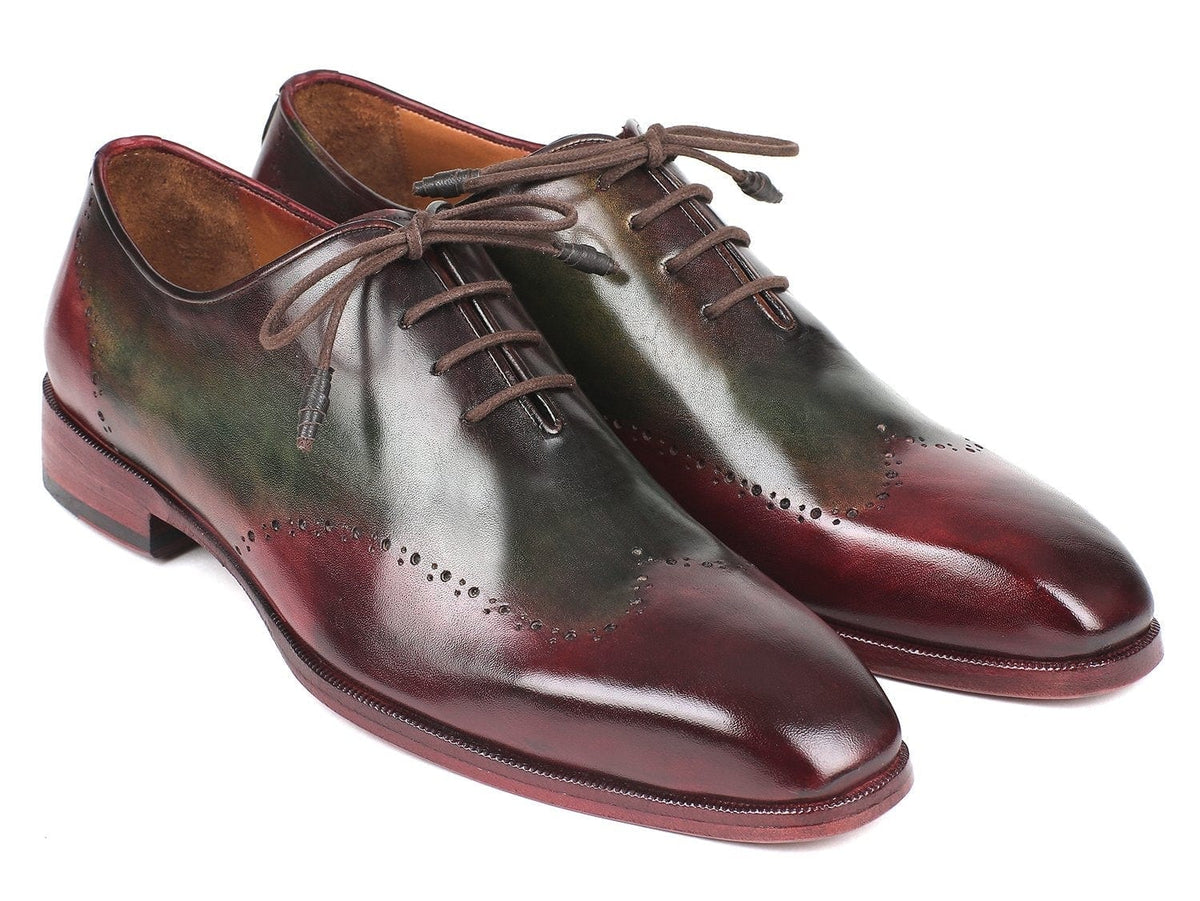 PAUL PARKMAN Paul Parkman Bordeaux & Green Wingtip Oxfords (ID#097YL63)