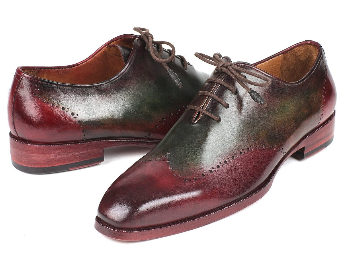 PAUL PARKMAN Paul Parkman Bordeaux & Green Wingtip Oxfords (ID#097YL63)