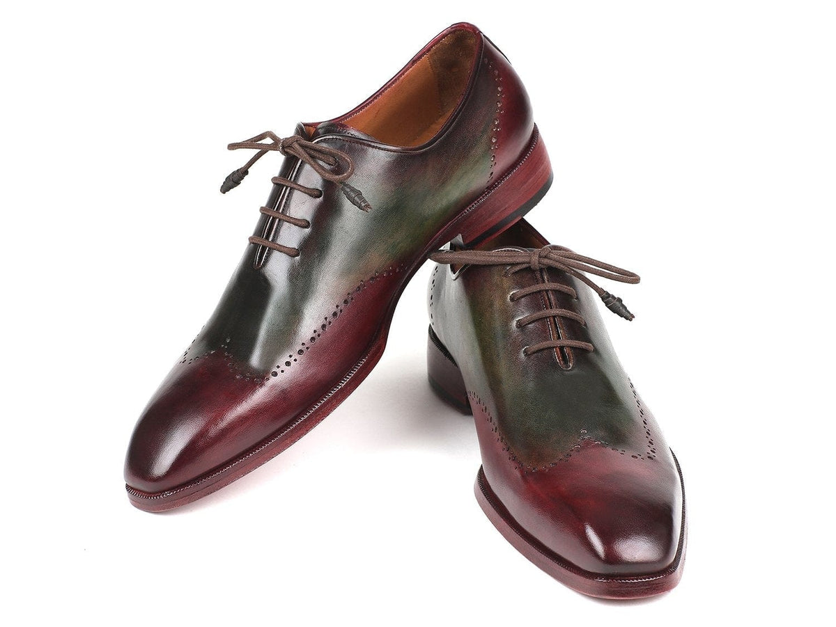 PAUL PARKMAN Paul Parkman Bordeaux & Green Wingtip Oxfords (ID#097YL63)