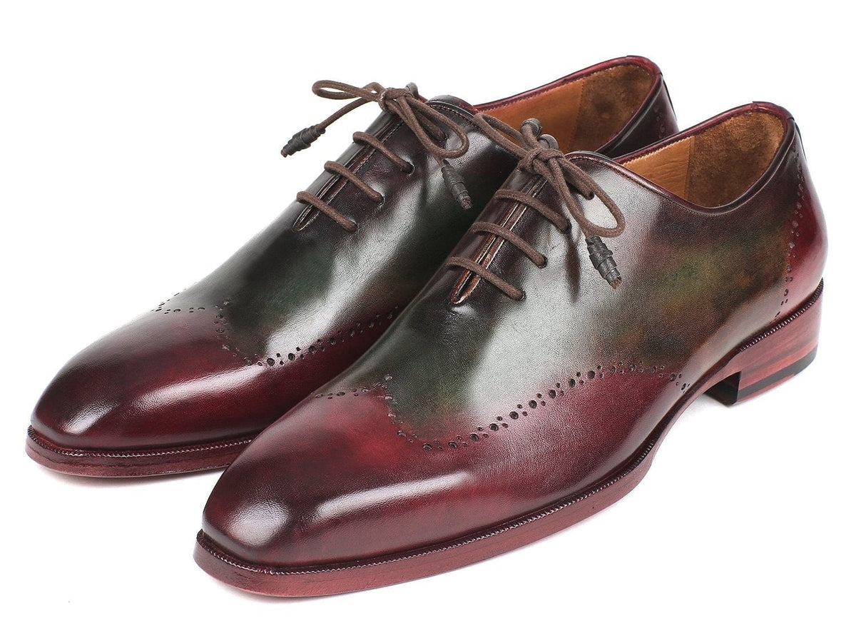 PAUL PARKMAN Paul Parkman Bordeaux & Green Wingtip Oxfords (ID#097YL63)