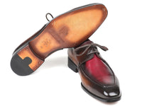PAUL PARKMAN Paul Parkman Brown & Bordeaux Dual Tone Apron Derby Shoes (ID#33BB12)