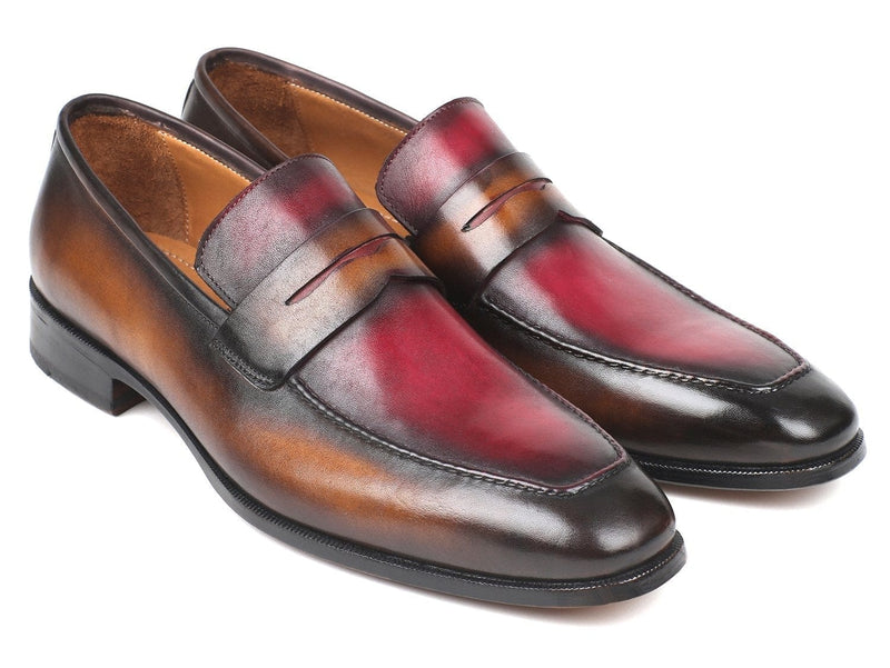 PAUL PARKMAN Paul Parkman Brown & Bordeaux Dual Tone Loafers for Men (ID#10BB22)