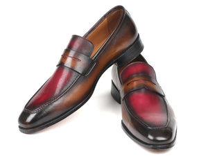 PAUL PARKMAN Paul Parkman Brown & Bordeaux Dual Tone Loafers for Men (ID#10BB22)