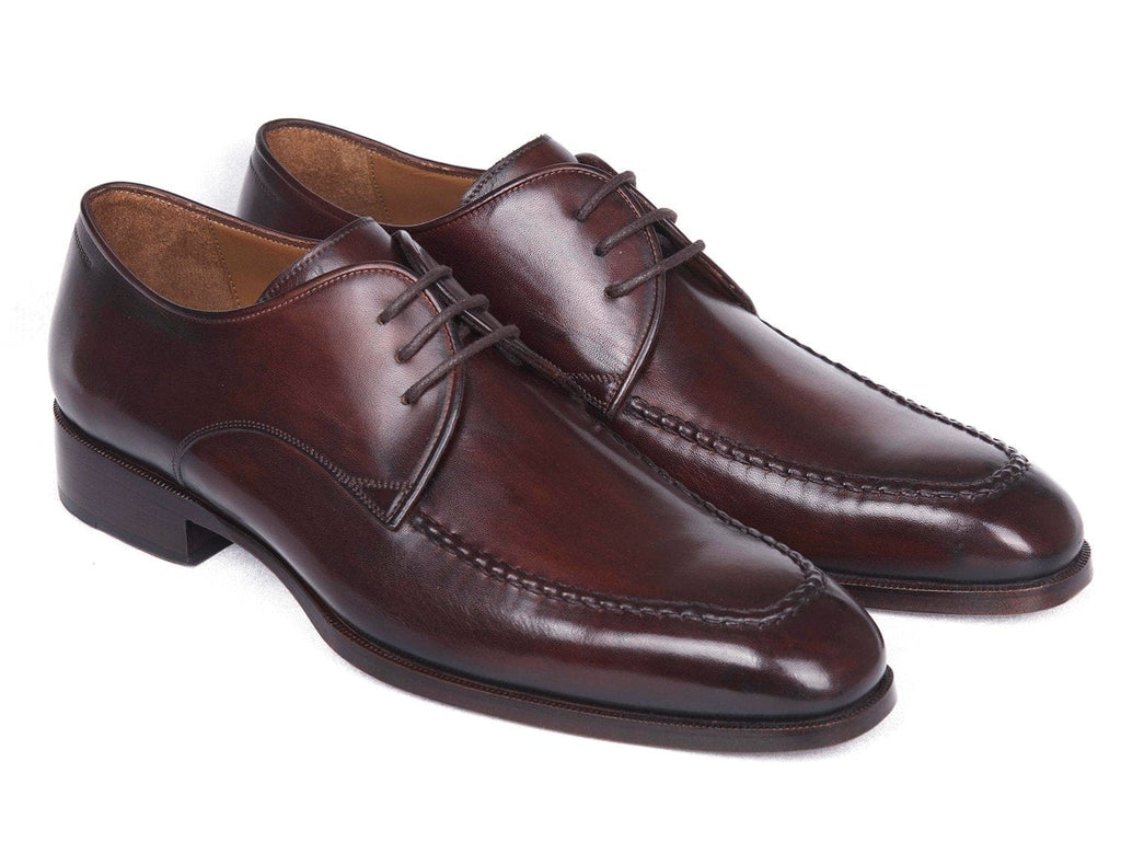 PAUL PARKMAN Paul Parkman Brown & Bordeaux Leather Apron Derby Shoes (ID#33BRD92)