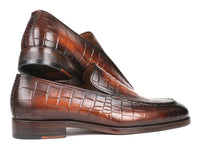 PAUL PARKMAN Paul Parkman Brown Burnished Crocodile Embossed Calfskin Loafer (ID#7339-BRW)