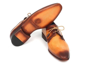 PAUL PARKMAN Paul Parkman Brown & Camel Hand-Painted Derby Shoes (ID#326-CMLBRW)