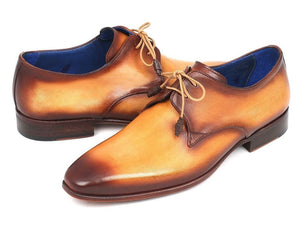 PAUL PARKMAN Paul Parkman Brown & Camel Hand-Painted Derby Shoes (ID#326-CMLBRW)